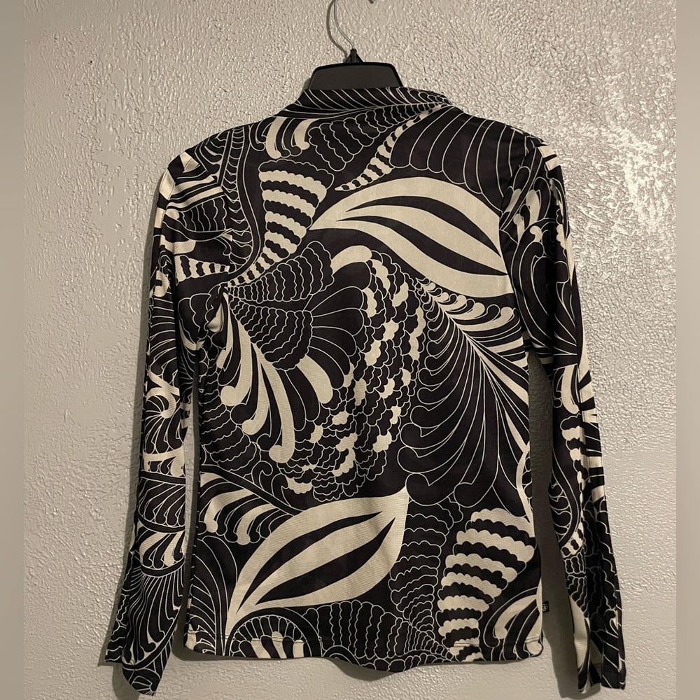 Ted Baker sheer  high neck Black and White Patterned Long Sleeve Top